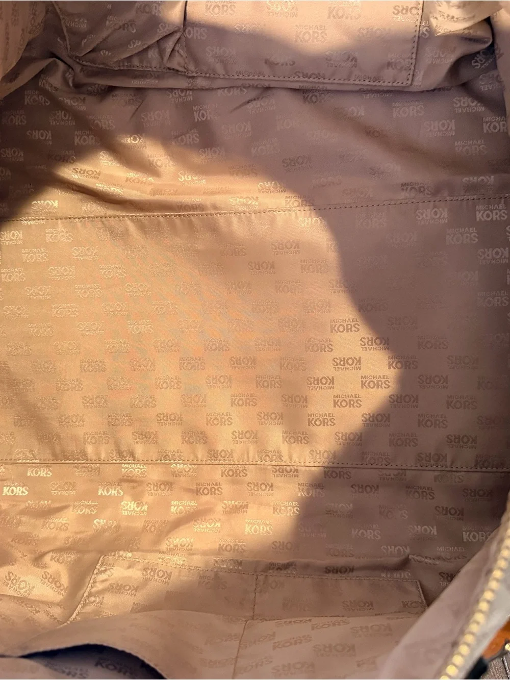Michael Kors Cream and Brown Monogram Travel Duffel
